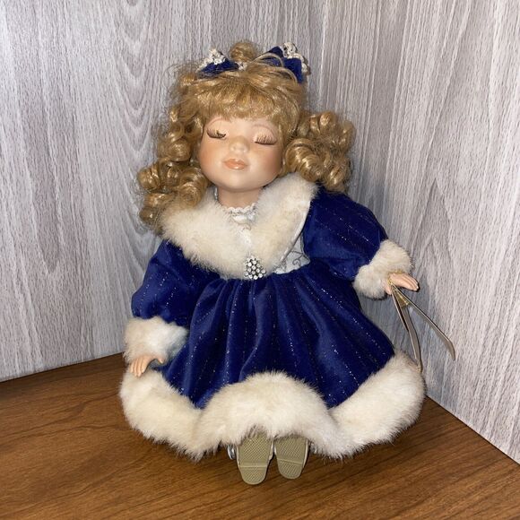 Vintage 1990s Collectors Choice Porcelain Doll Nicole Motion Music Box COA Tags - Picture 1 of 12